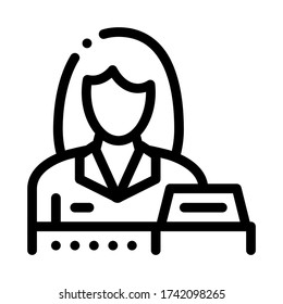 woman seller at checkout icon vector. woman seller at checkout sign. isolated contour symbol illustration