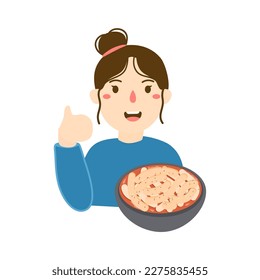 woman selling korean food illustration
