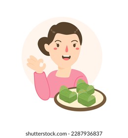 woman selling lemper traditional food