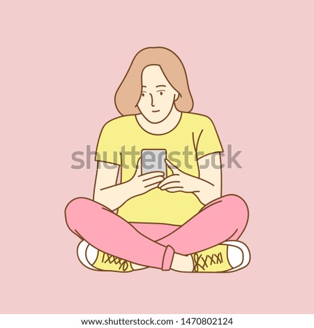 Woman sending text message and sms with smartphone. Finger typing with cellphone keyboard. 