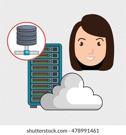 woman server computer cloud