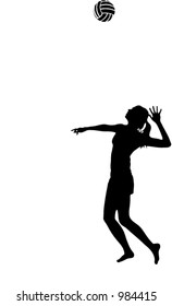 Woman Serves Volleyball Silhouette