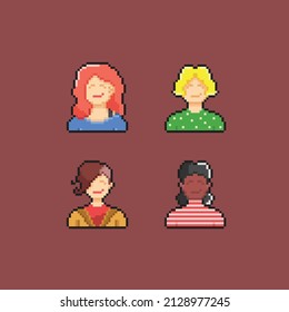 Woman Set Different Style Pixel Art Stock Vector (Royalty Free ...