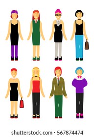woman set isolated vector 