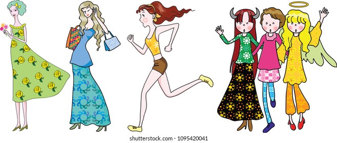 woman set vector