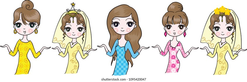 woman set vector