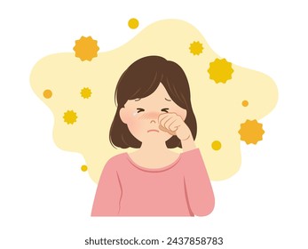 A woman with severe hay fever symptoms_vector illustration
