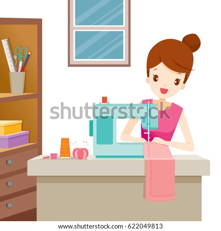 Similar – Image, Stock Photo Seamstress Working on Sewing Machine in Bright Workshop