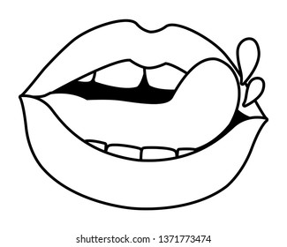 Woman Sexy Lips Black White Stock Vector (Royalty Free) 1371773474 ...