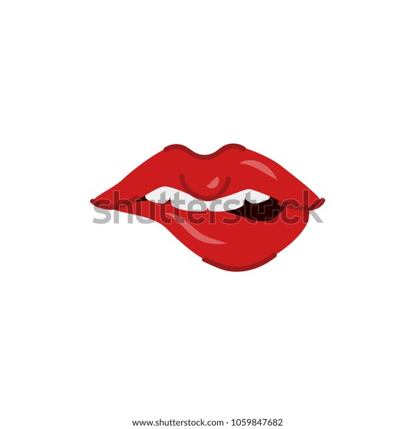 Woman Sexy Mouth White Teeth Biting Stock Vector Royalty Free 1059847682 