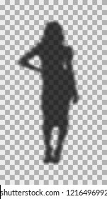 Woman shadow on transparent background