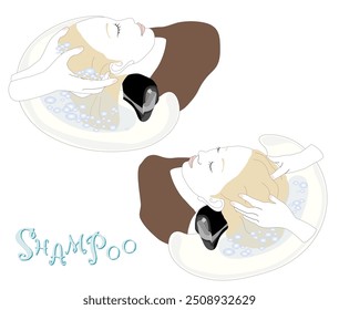 A woman shampooing in a beauty salon