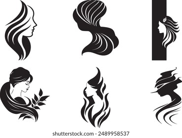 Woman shape logo image set with illustration.
