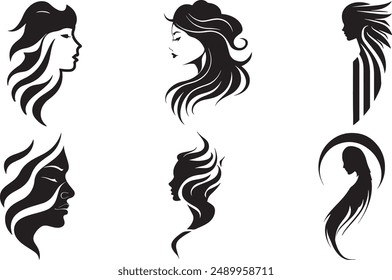 Woman shape logo image set with illustration