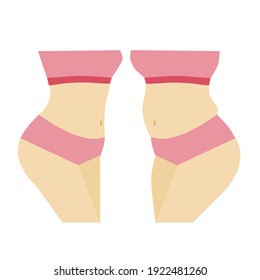 Woman shape, slim and chubby with pink underwear