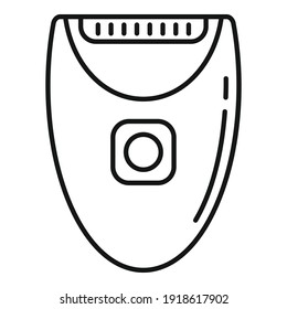 Woman shaver icon. Outline woman shaver vector icon for web design isolated on white background