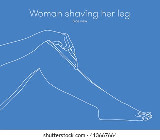 Woman shaving her leg