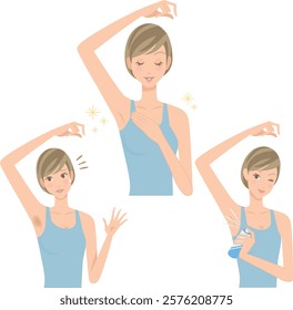 A woman shaving her underarms and a woman who has become beautiful