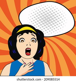 Woman Shock with Comic Speech Bubbles