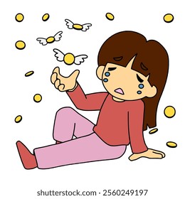 Woman shocked by coins flying away