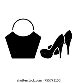 woman shoe bag icon vector