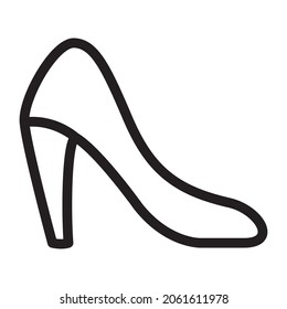 Woman shoe with heels.Isolated on white background.Line art vector illustration.