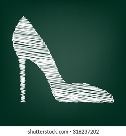 Woman shoe icon. Vector illustration with chalk effect 