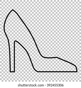 Woman shoe line vector icon on transparent background