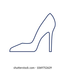 Woman shoe sign. Vector. Flat style black icon on white.
