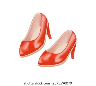 Woman shoes 3D illustration isolated on white background. High heels icon, slipper realistic illustration. Fashion footwear design