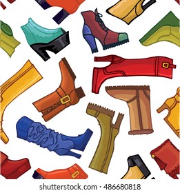 Woman shoes, boots seamless pattern.Vector 