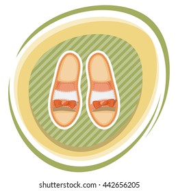 Woman shoes colorful icon. Vector illustration in cartoon style