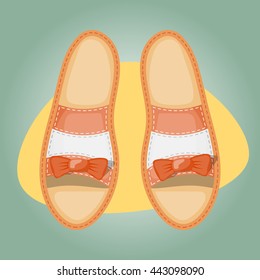 Woman shoes colorful icon. Vector illustration in cartoon style