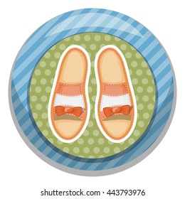 Woman shoes colorful icon. Vector illustration in cartoon style