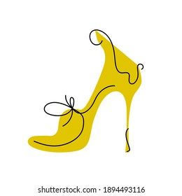 Woman shoes doodle logo icon sign High heels sandals symbol emblem Hand drawn sketch design Cartoon children's style Fashion print clothes apparel greeting invitation card cover flyer poster banner