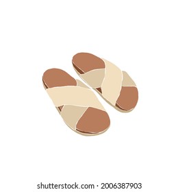 Woman Shoes. Flat Trendy Summer Sandals. Set Of Abstract Feminine Vector Illustrations. Summer Girly Trendy Simple Icons. Good For Instagram Post, Business Advertisement, Flyer Design