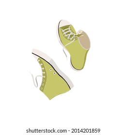 Woman Shoes. Flat Trendy Summer Sneakers. Abstract Feminine Vector Illustrations. Summer Trendy Simple Icons. Instagram Post, Business Advertisement, Flyer Design
