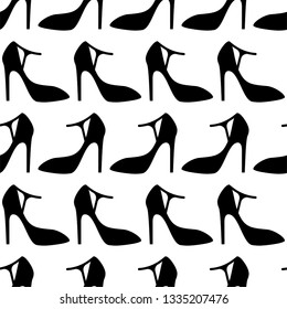 Woman Shoes, Girl Seamless Pattern Vector Art Illustration