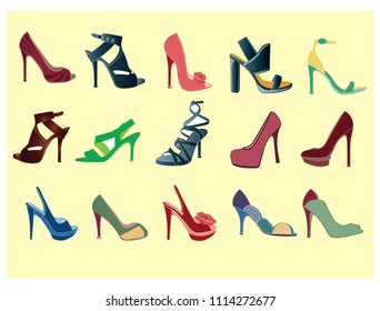 Set Womens Shoes Lying On Surface Stock Vector (Royalty Free ...