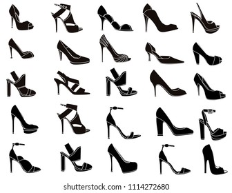 Set Vector Silhouettes Female Shoes Heels Stock Vector (Royalty Free ...