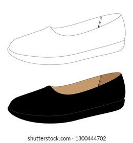 Woman shoes isolated on white background. Black and white woman shoes.