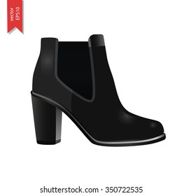 Woman shoes isolated. Vector boots on Heels.