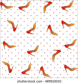 woman shoes pattern red shoes vector illustration