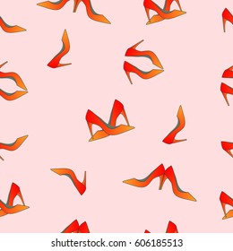 woman shoes pattern seamless pattern pink background vector illustration