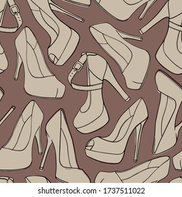 Woman shoes. Seamless pattern element. Vector illustration.