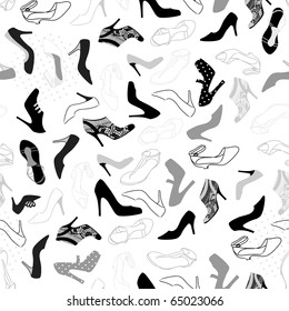 woman shoes seamless pattern, vector illustration background