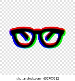 Woman shoes sign. Vector. Black icon with red-green-blue contours on transparent background.