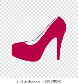 Woman shoes sign. Vector. Bordo icon on transparent background.