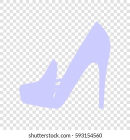 Woman shoes sign. Vector. Periwinkle icon on transparent background.