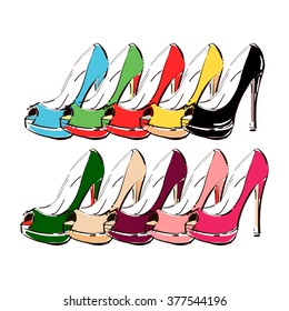  Woman shoes vector